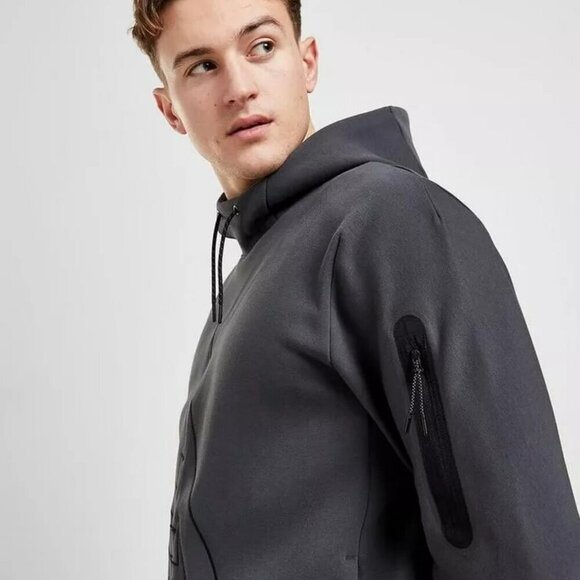 Nike Men's Tech Fleece Pullover Graphic Hoodie Anthracite Gray Sz S - Picture 3 of 15